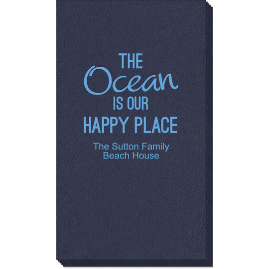 The Ocean Is Our Happy Place Linen Like Guest Towels